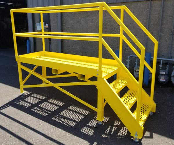 Yellow fabricated access stairs